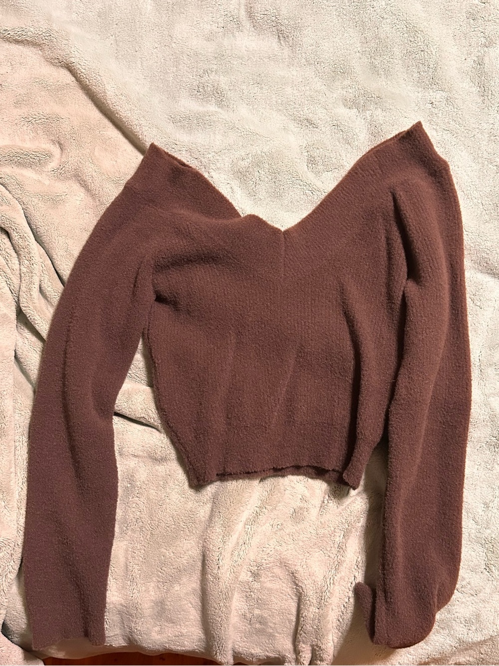 Altar'd State Mauve Brown V-Neck Cropped Sweater